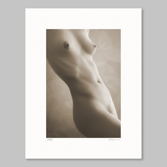 23ST020 - Nude female torso figure study in sepia.